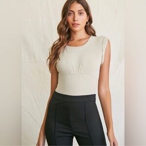 Poof new york tan/cream bodysuit large